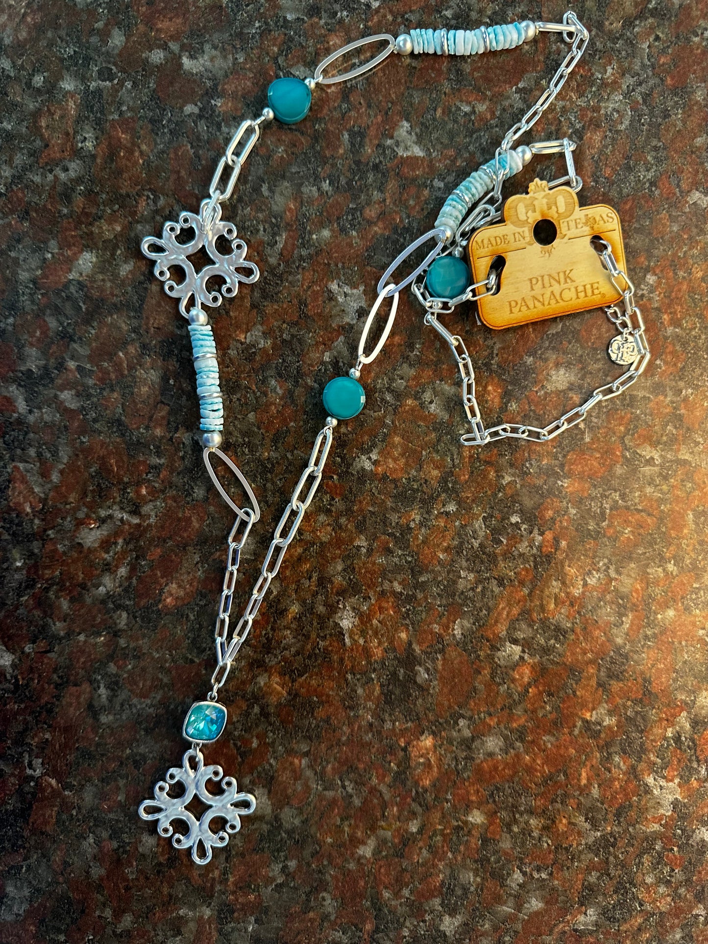 Blue & silver with bead long