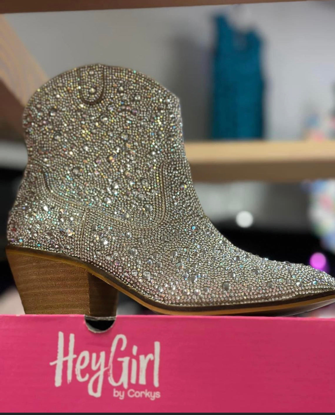 hine bright rhinestone ankle boot