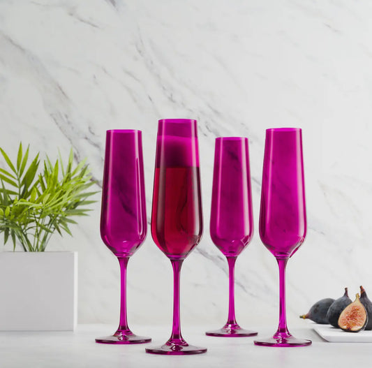 Set of 4 amethyst champagne flutes One s