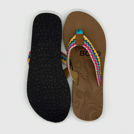 Boho flip flop rainbow