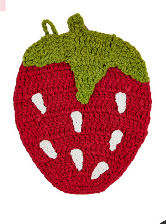 Strawberry crochet trivet