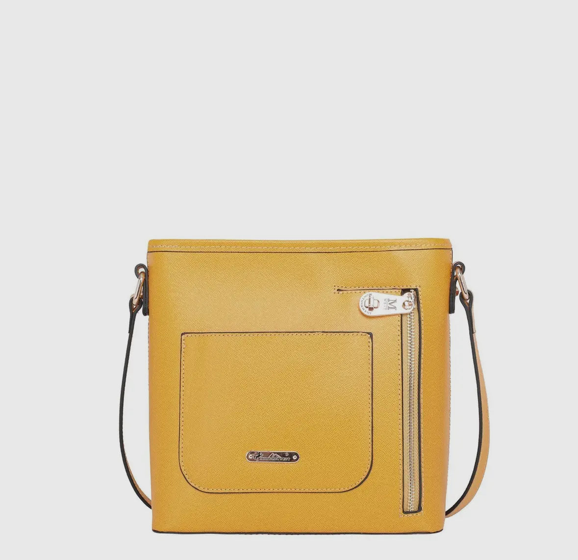 Yellow leather safety crossbody