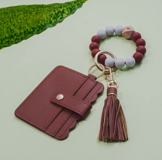 Triple card tassle brown