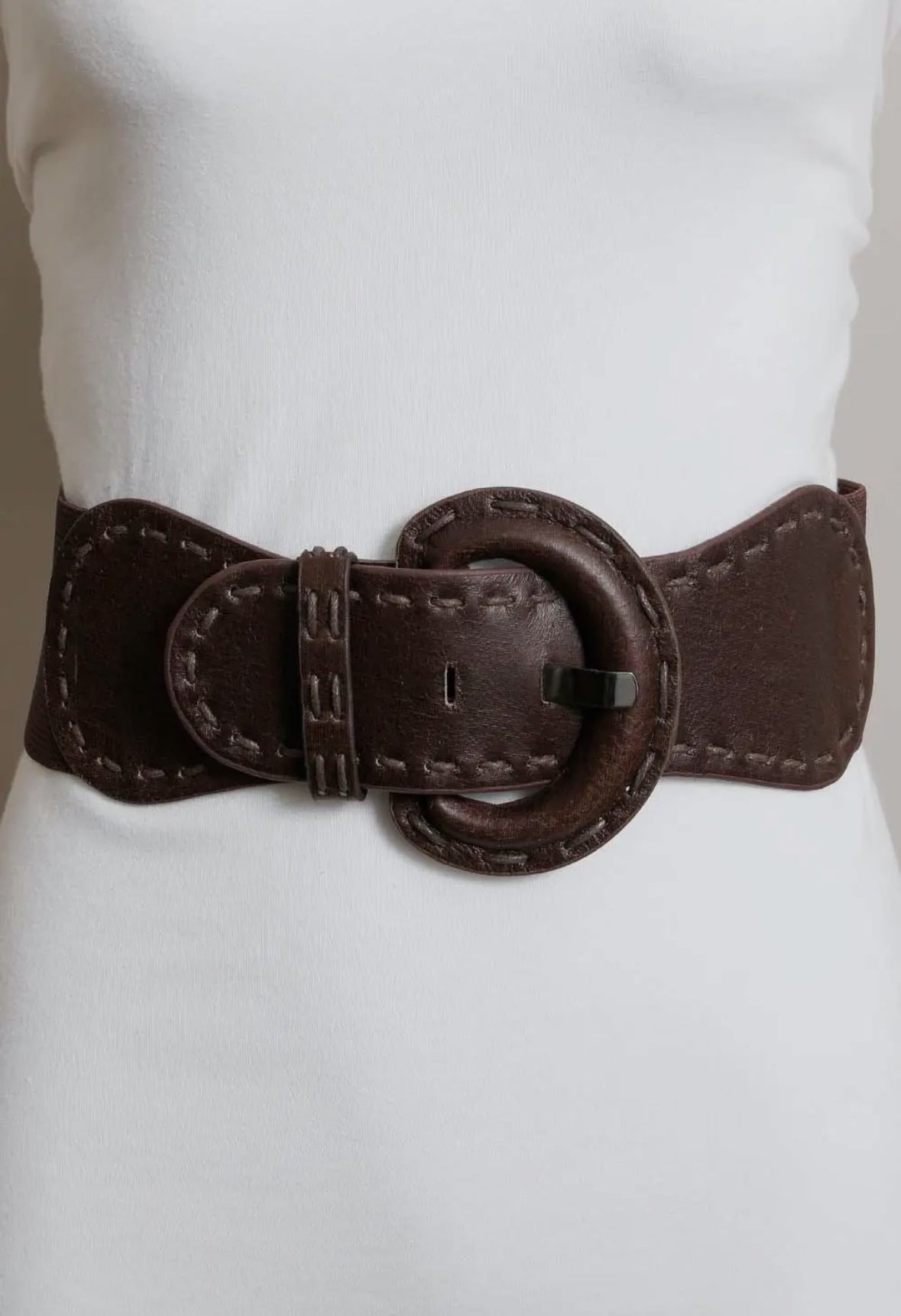 Wide stretch belt brown