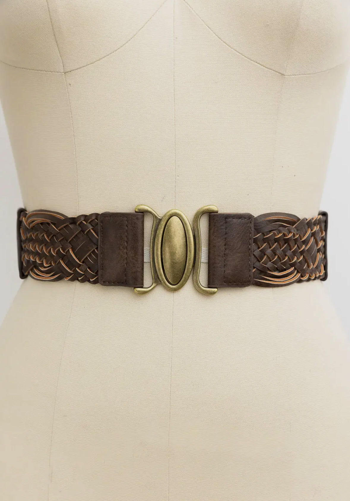 Braided waist belt brown