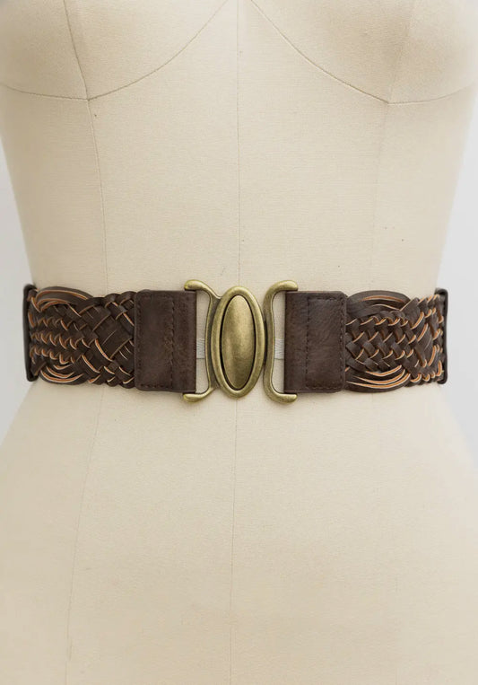 Braided waist belt brown