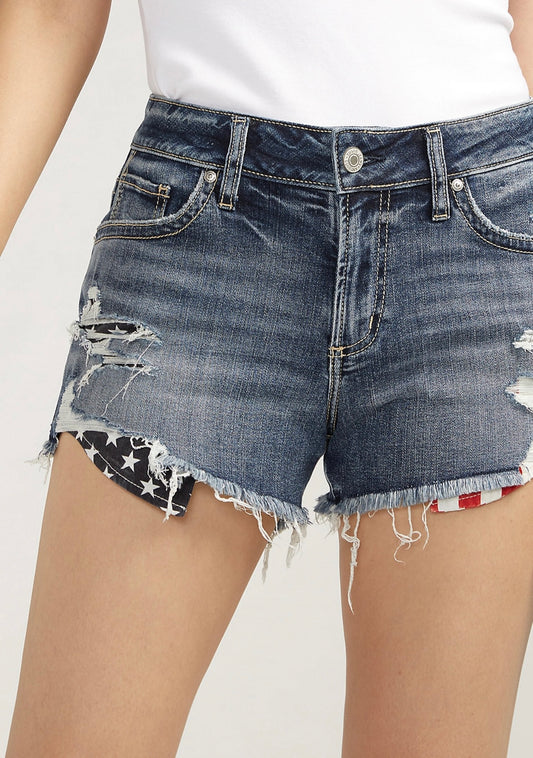 American flag pocket boyfriend midrise