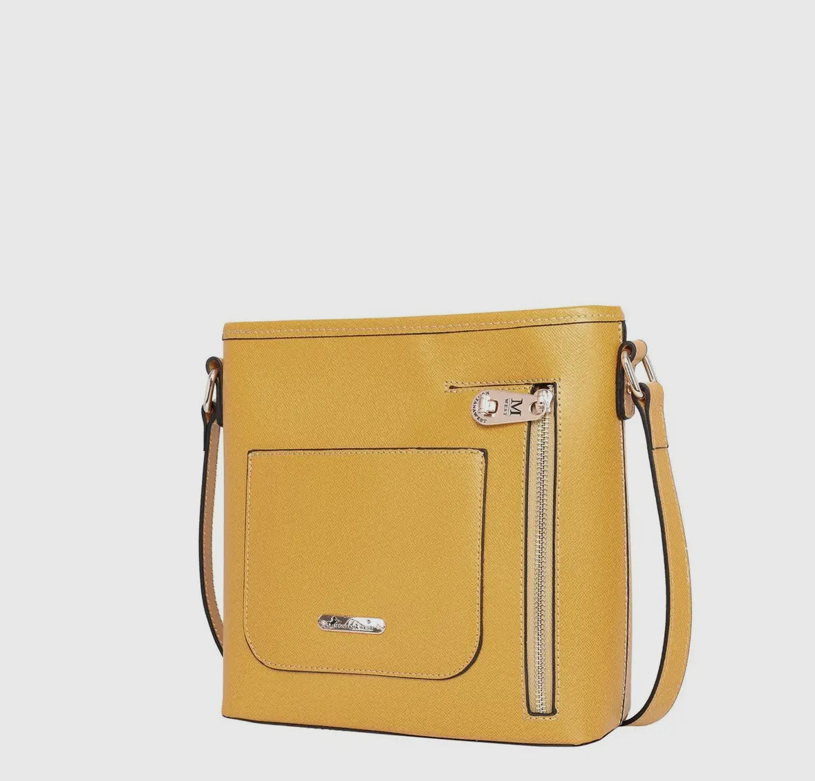 Yellow leather safety crossbody