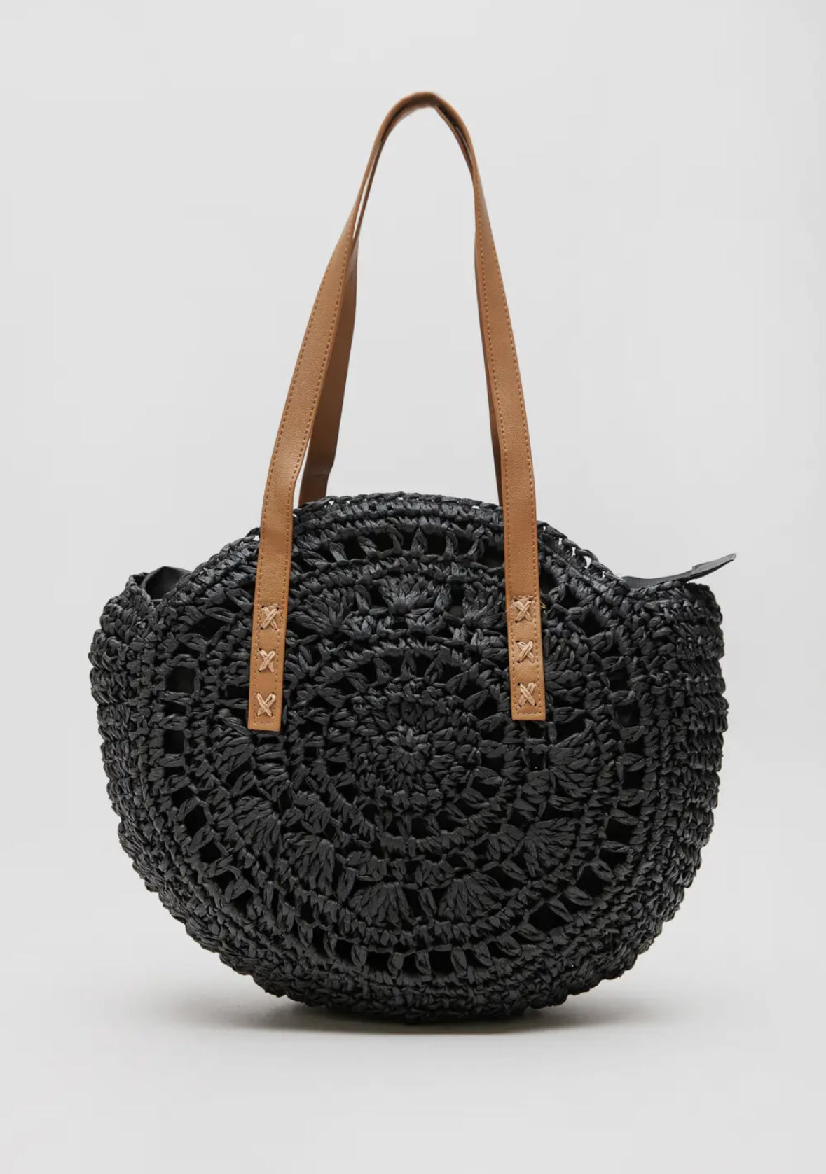 Black crochet hand bag