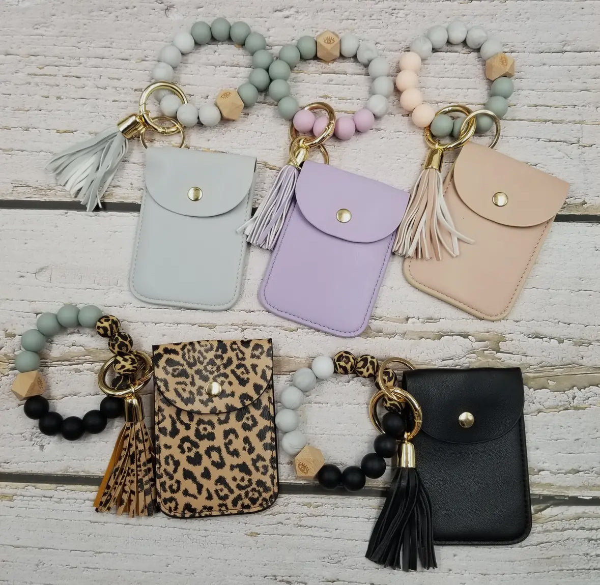 Tassle card case leopard