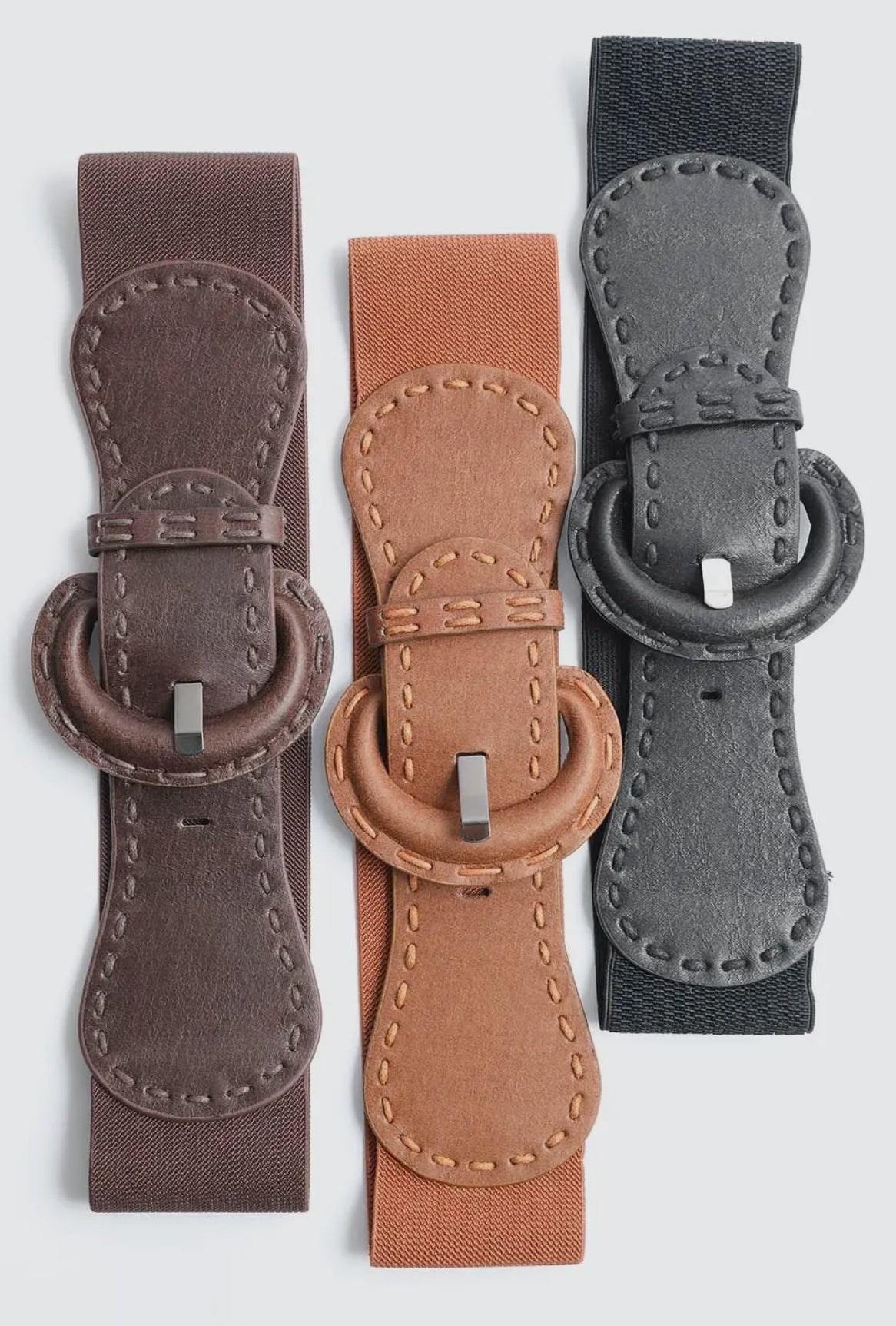 Wide stretch belt camel