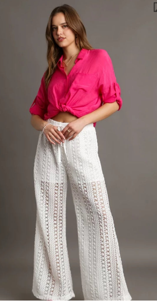 Crochet lace pant white K7777