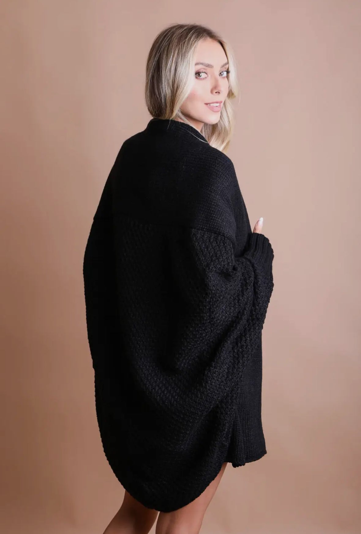 Bat sleeve knit cardigan black