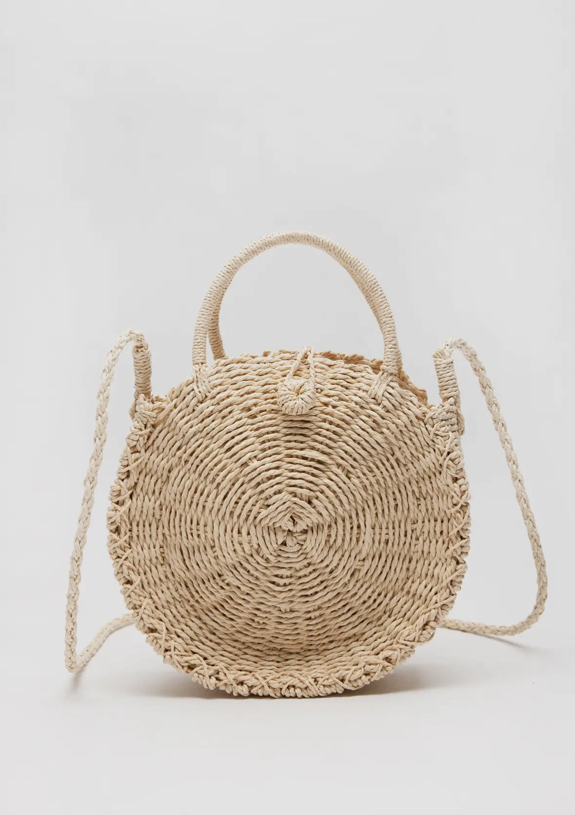 Ivory rattan rounded purse