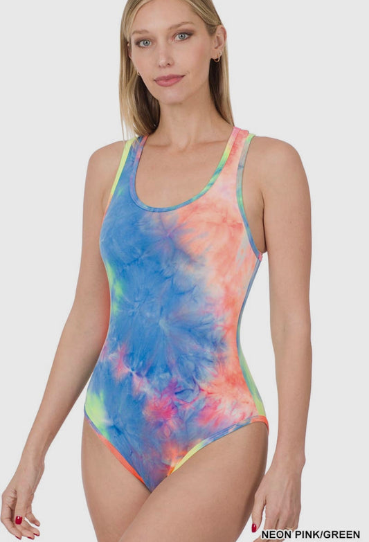 Multi color tie-dye bodysuit