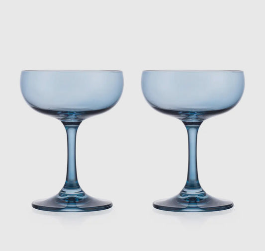 Set of 2 coupe blue glasses