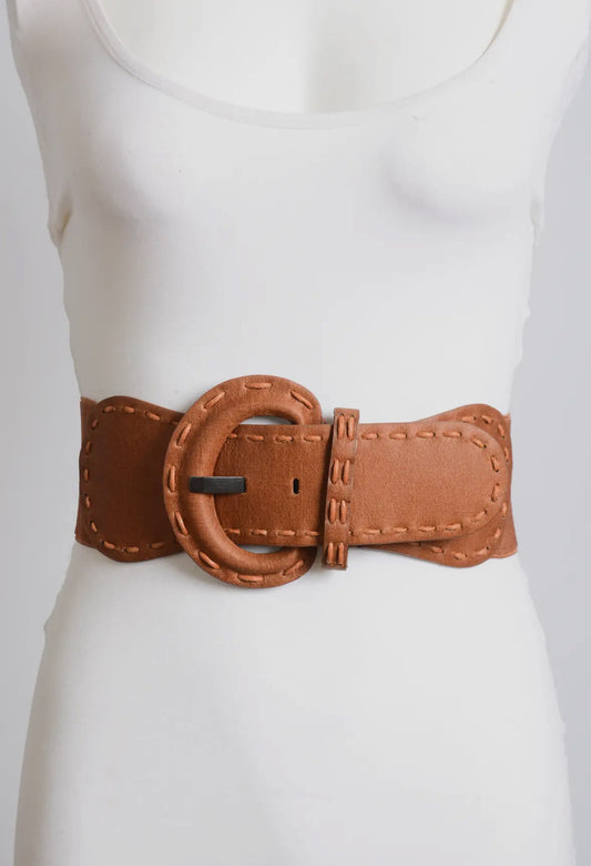 Wide stretch belt camel