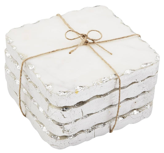 Silver marble coaster set