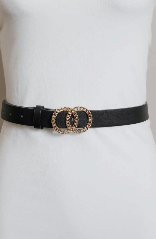 Double chain buckle belt black