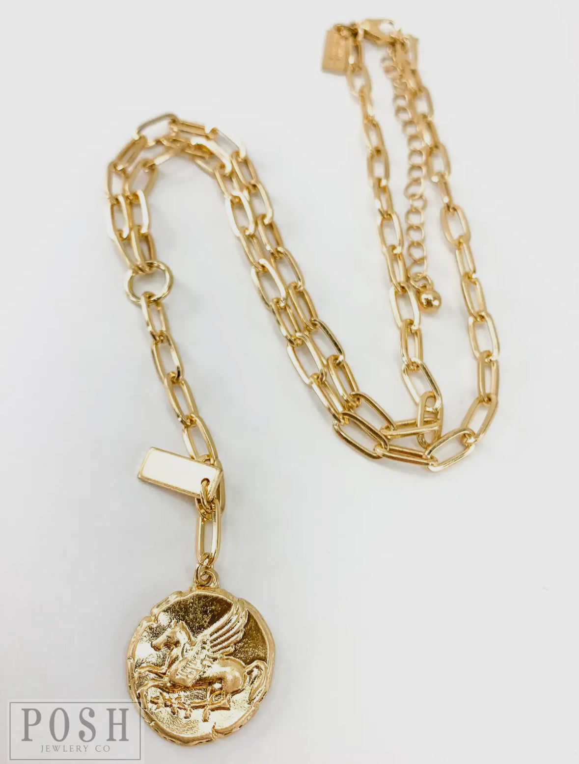 9pn076g07 Y chain with coin drop gold Necklace