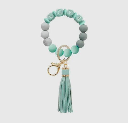 Love keychain teal