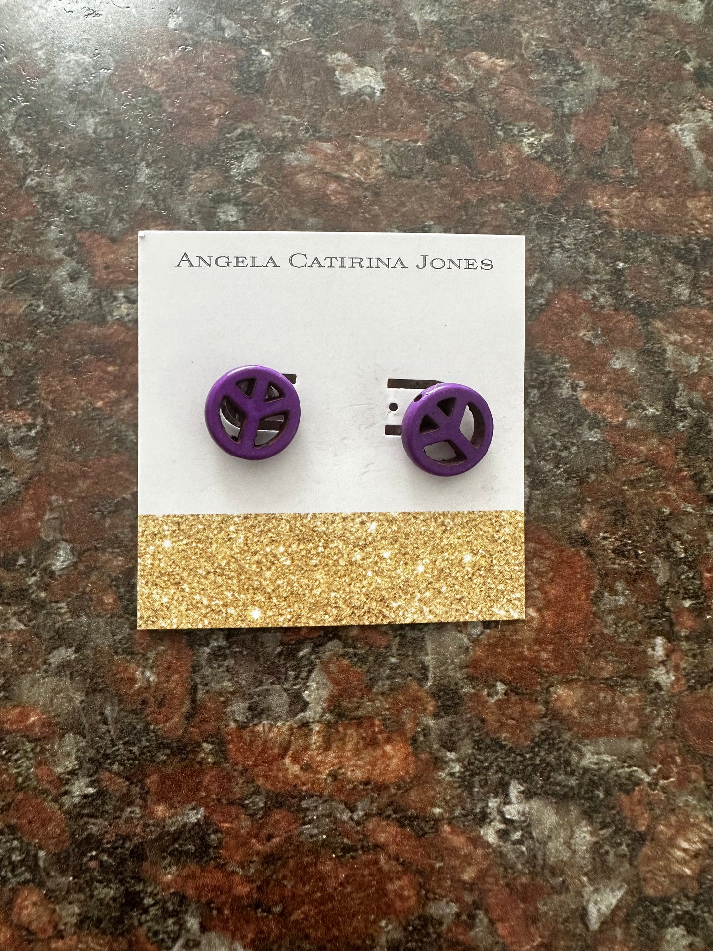 Purple peace sign studs