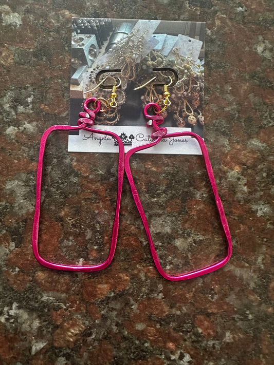 Large hot pink rectangle hoops