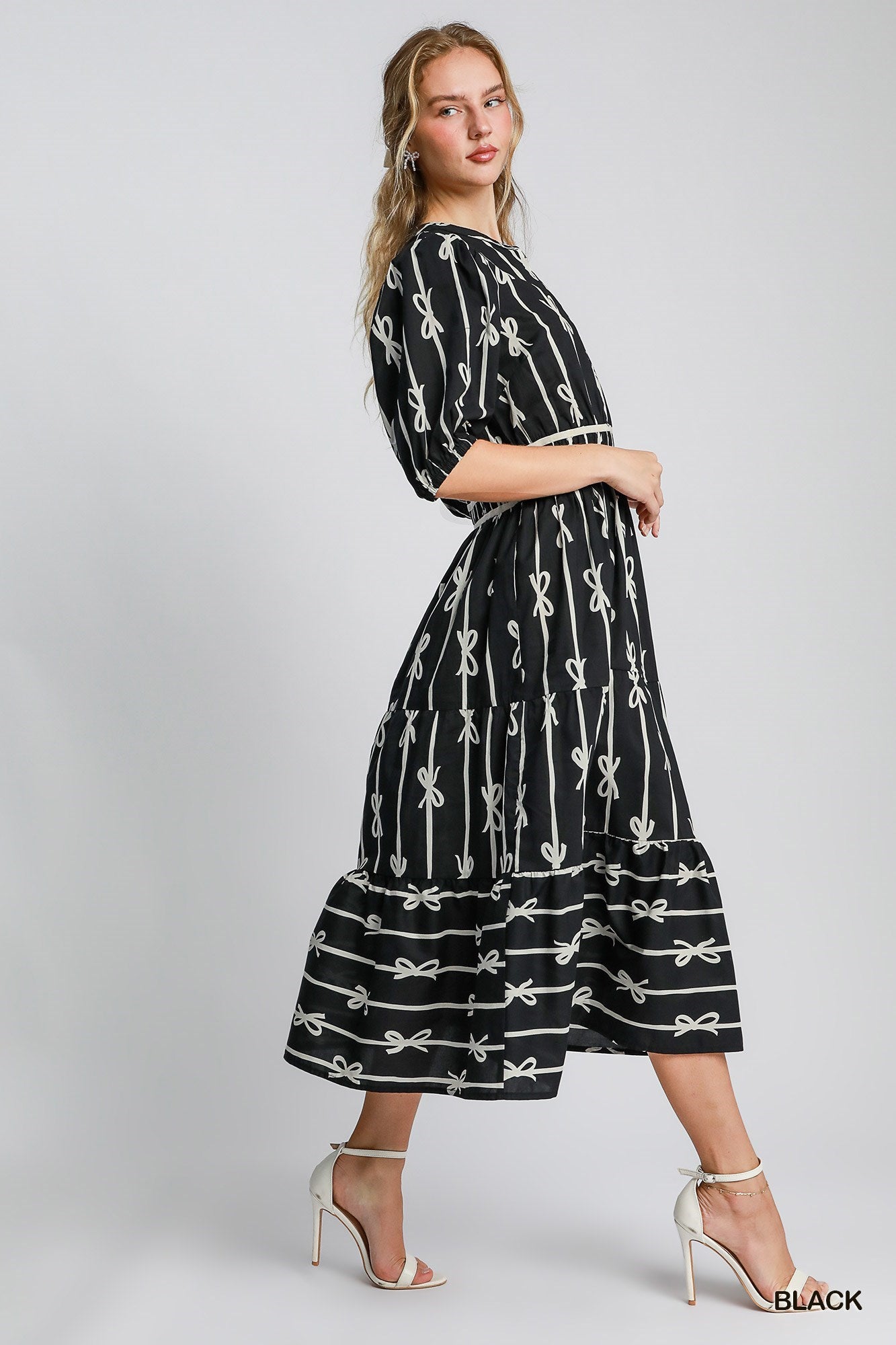 Bow tie print maxi black