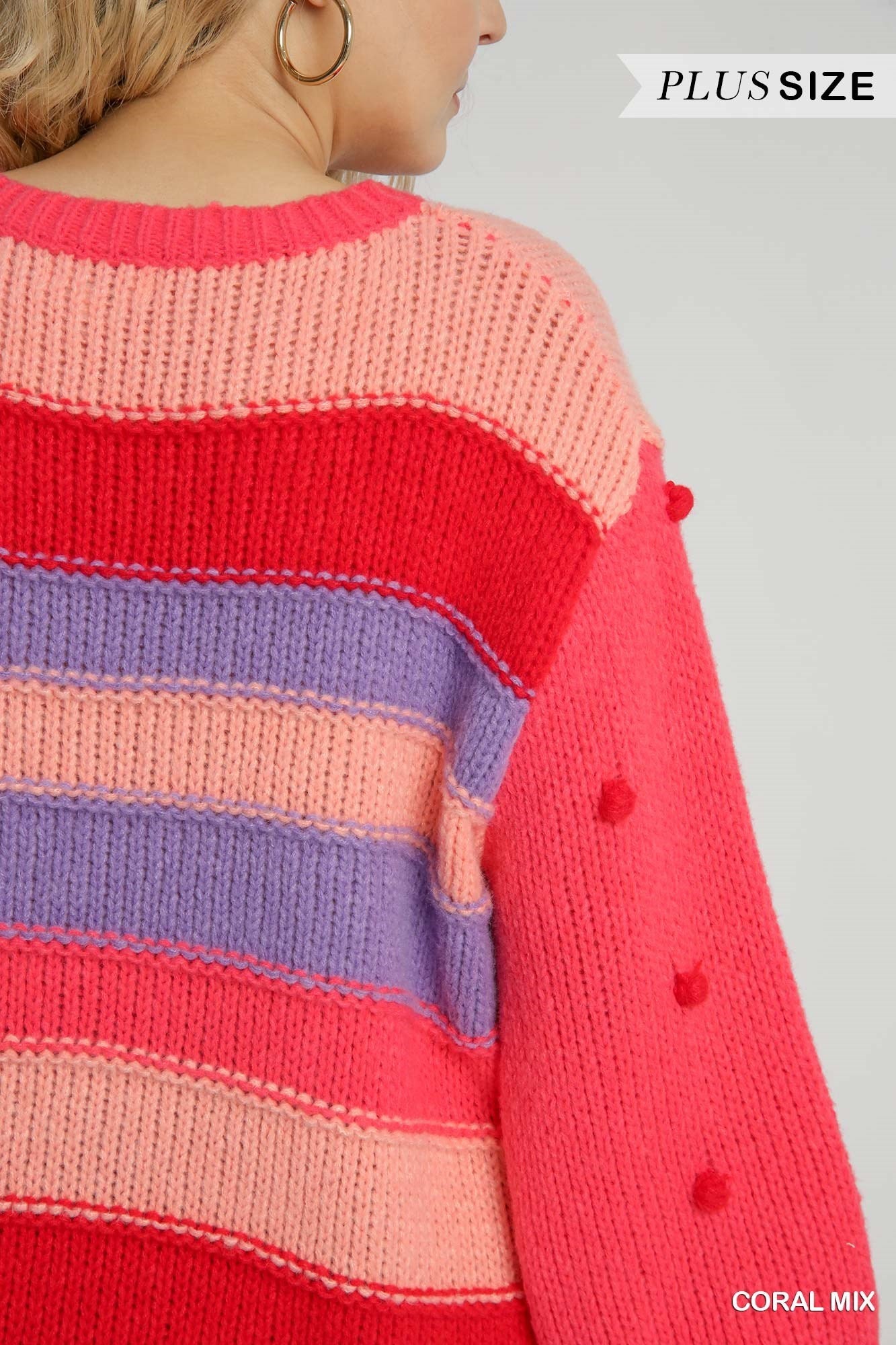 Boatneck pullover sweater coral mix