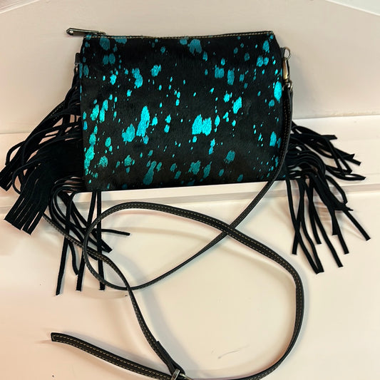 Sm turquoise/black fringe